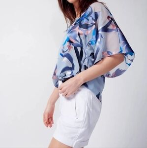White House Black Market Floral Chiffon Blouse